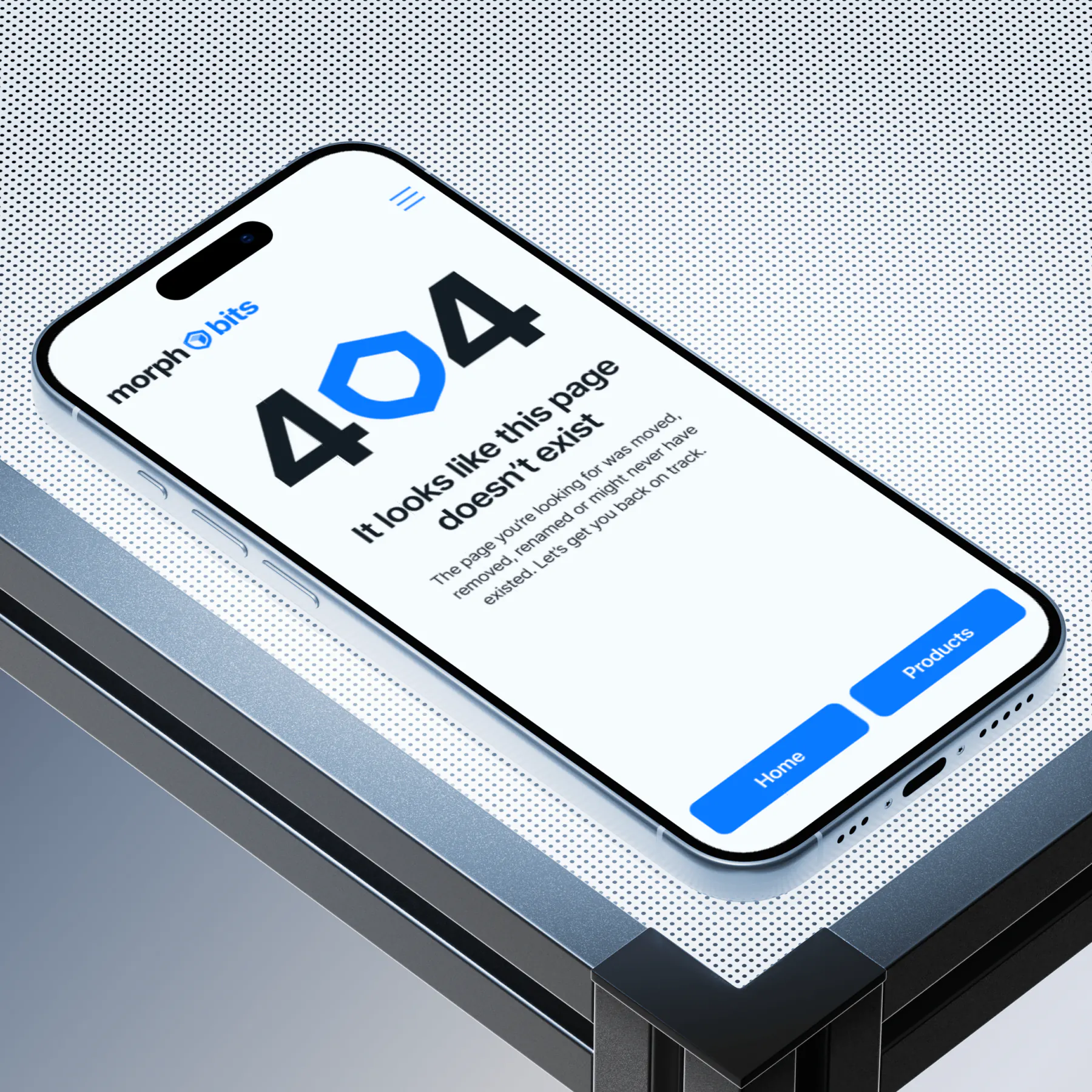 The 404 page on a phone