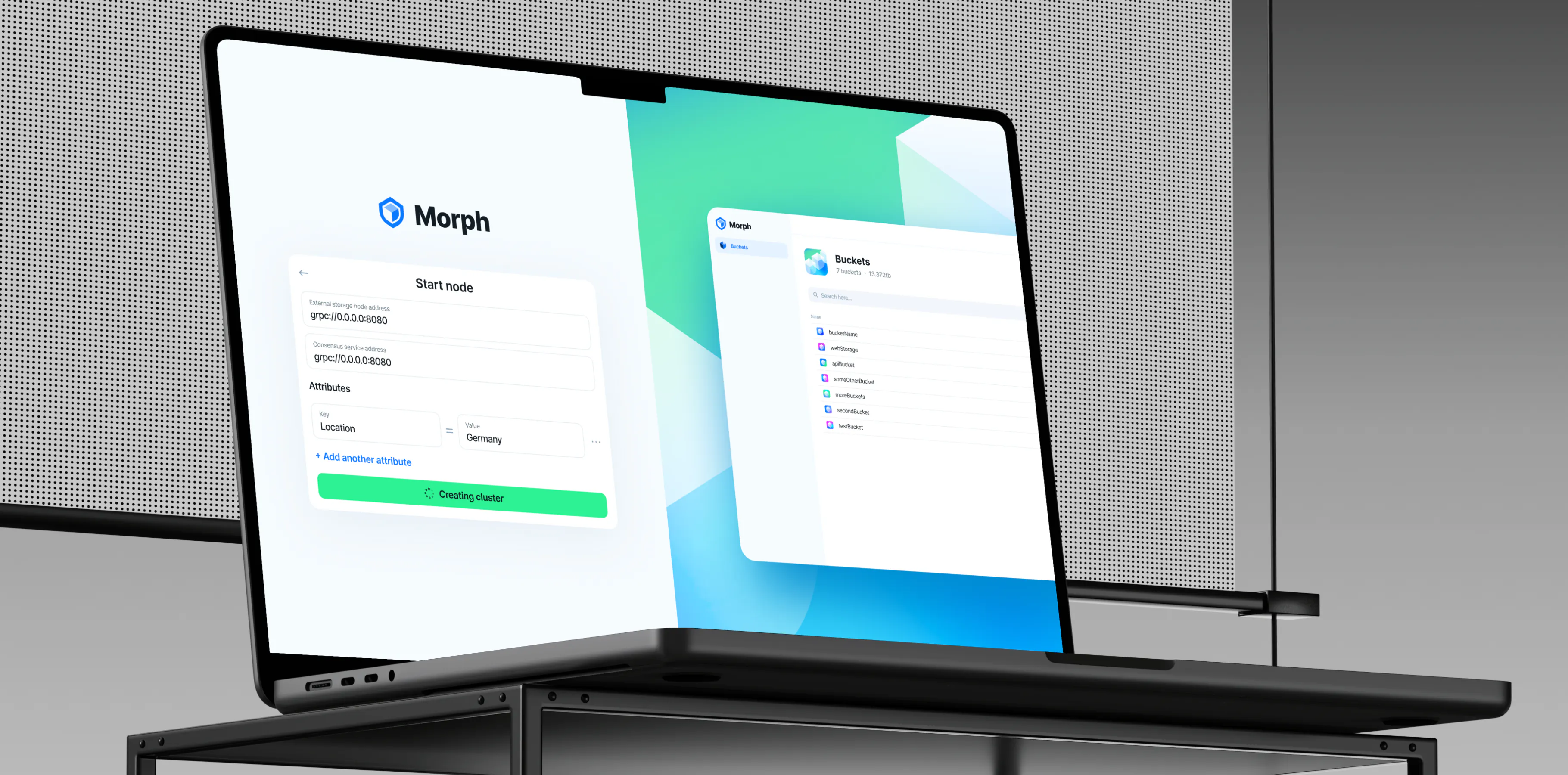 The Morphbits dashboard open on a laptop