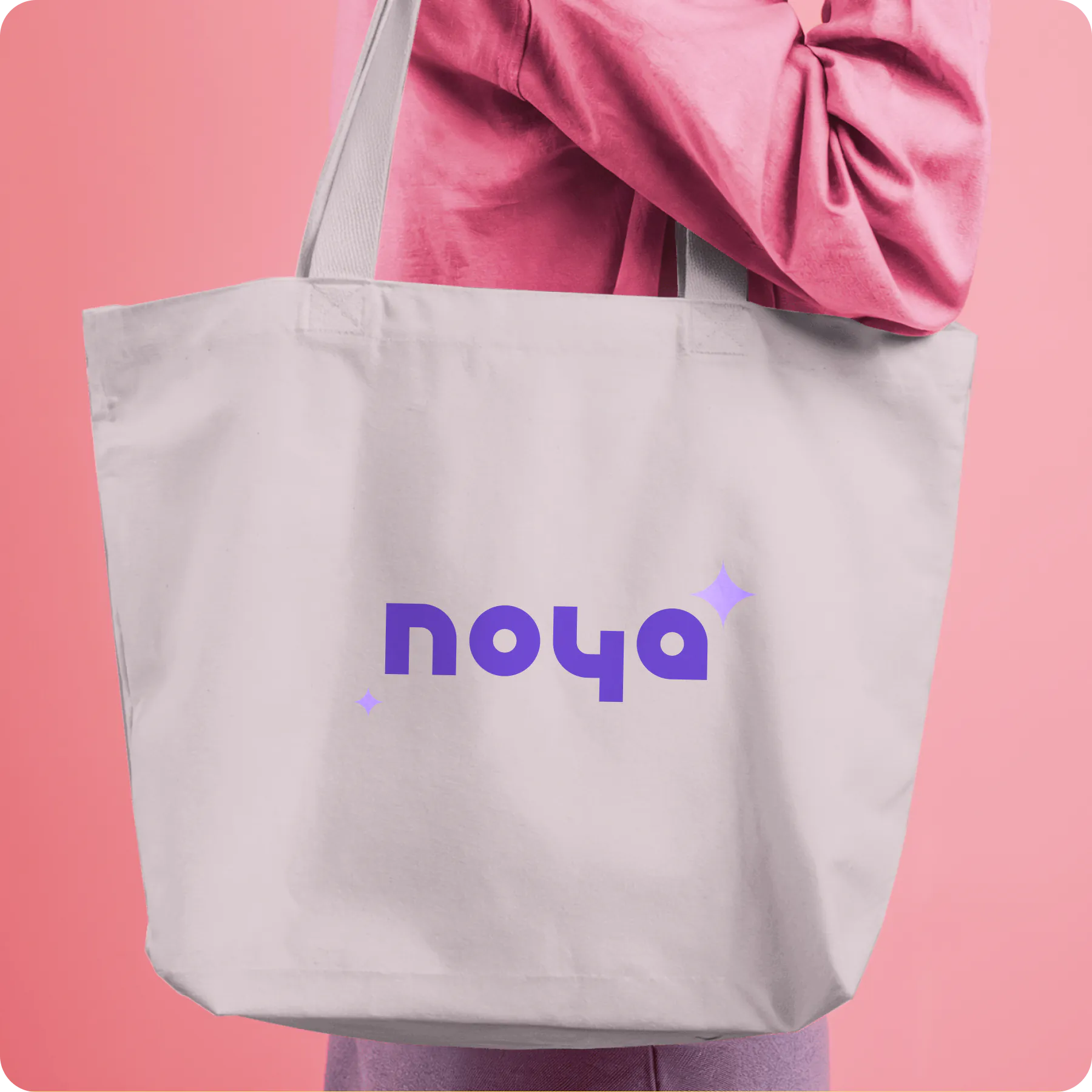 The Noya wordmark on a tote bag