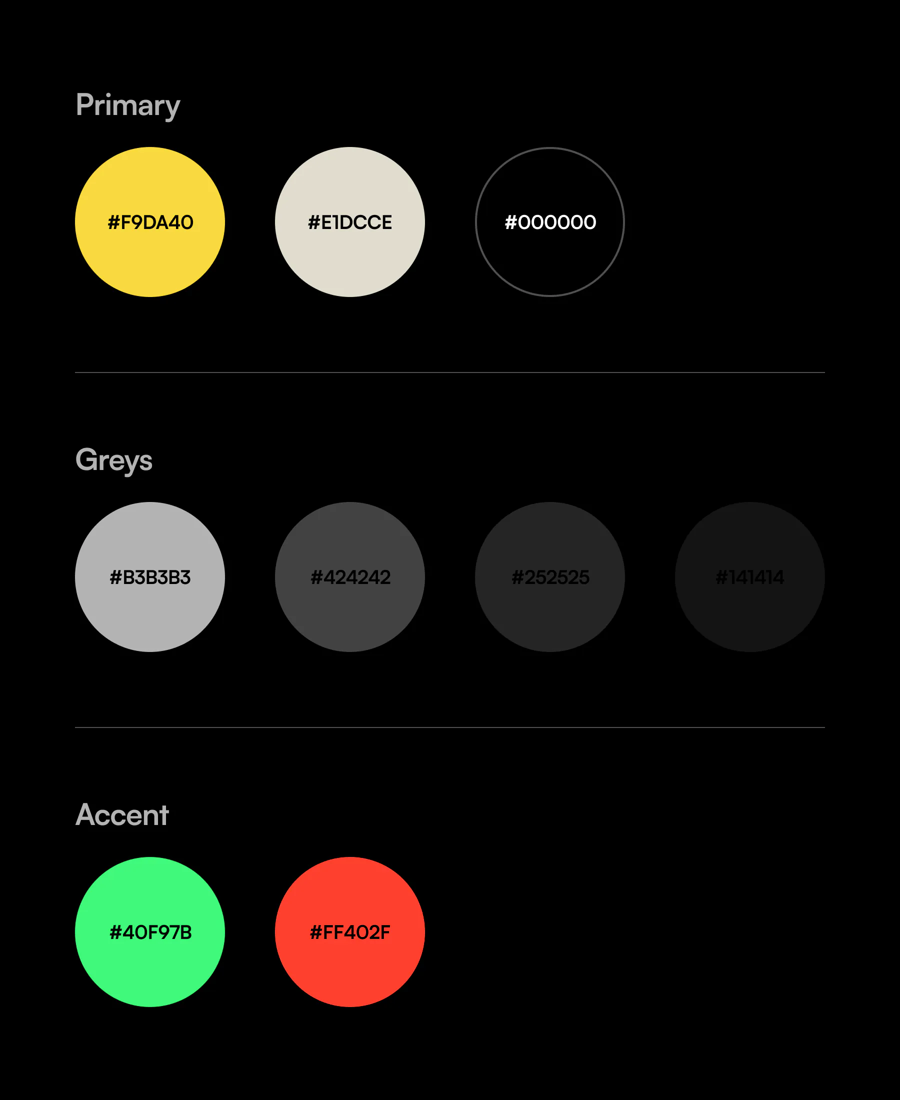 The product colour palette