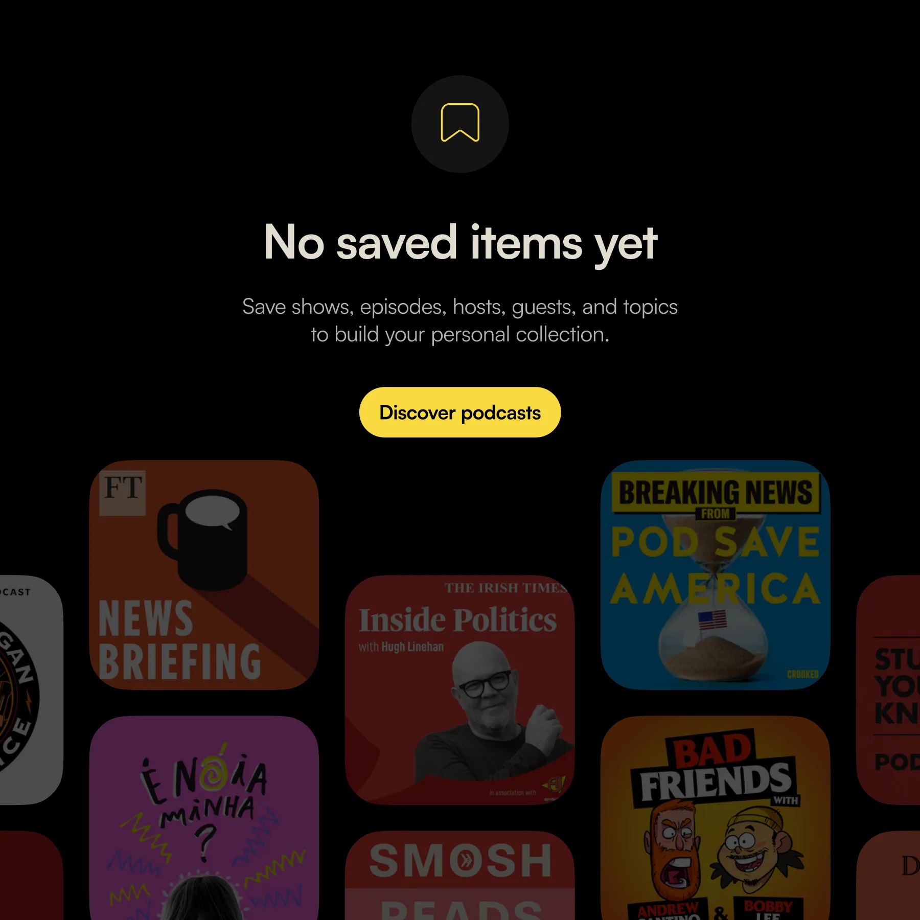 Empty state for saved items